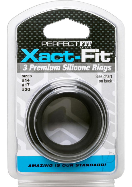 Perfect Fit Xact-Fit Silicone Ring Kit Assorted Size - Black (3 pack)
