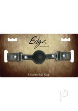 Edge Silicone Ball Gag with Adjustable Leather Strap - Black