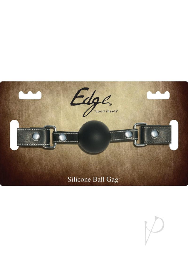 Edge Silicone Ball Gag with Adjustable Leather Strap - Black