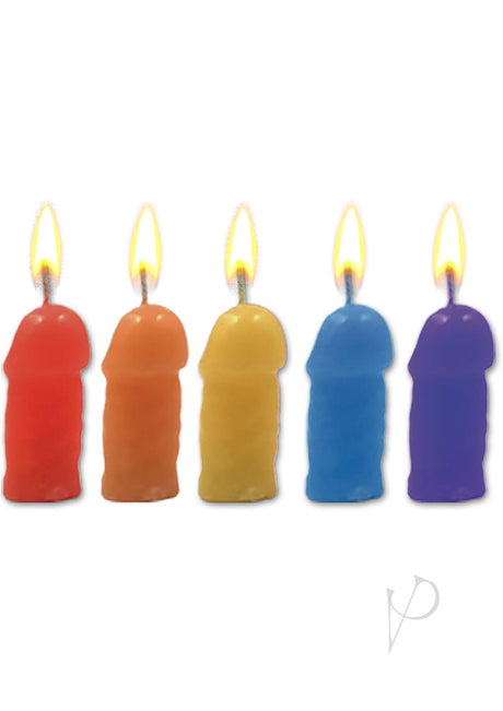 Rainbow Pecker Party Candles Assorted Colors 5 Each Per Pack