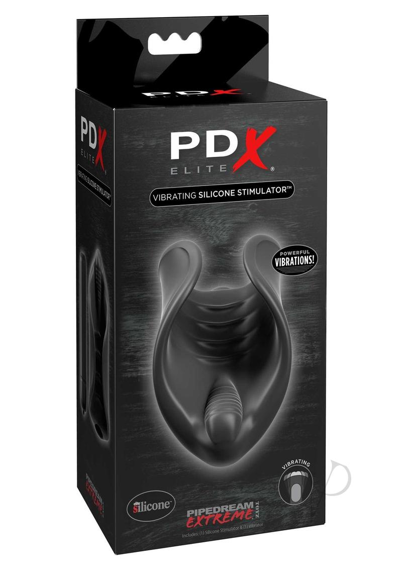 PDX Elite Vibrating Silicone Stimulator Masturbator with Bullet - Black
