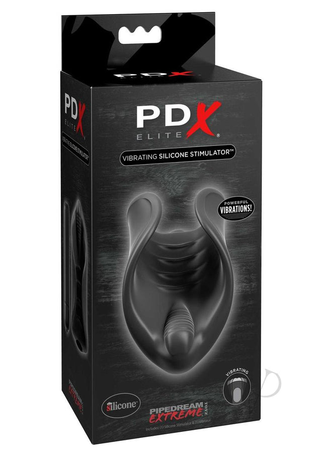 PDX Elite Vibrating Silicone Stimulator Masturbator with Bullet - Black