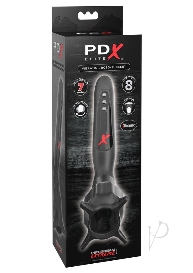 PDX Elite Silicone Vibrating Roto-Sucker Masturbator - Black
