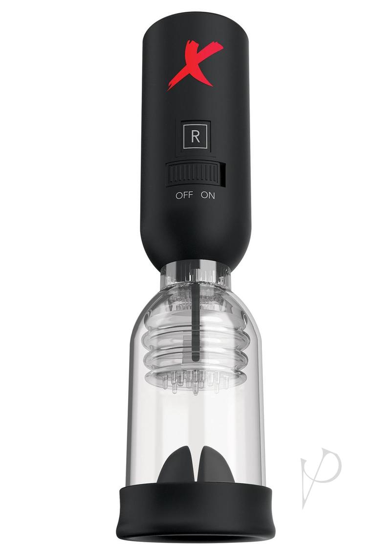 PDX Elite Silicone Tip Teazer Power Pump Masturbator - Clear/Black