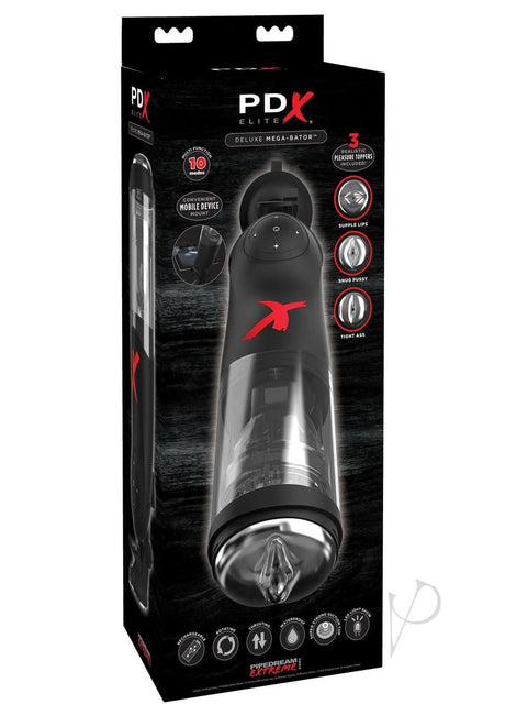 PDX Elite Rechargeable Deluxe Mega-Bator Masturbator - Clear/Black