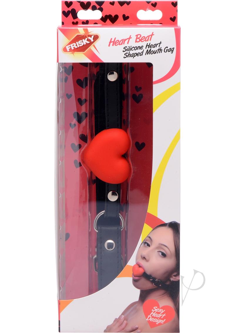 Frisky Heart Beat Silicone Heart Shaped Mouth Gag - Red