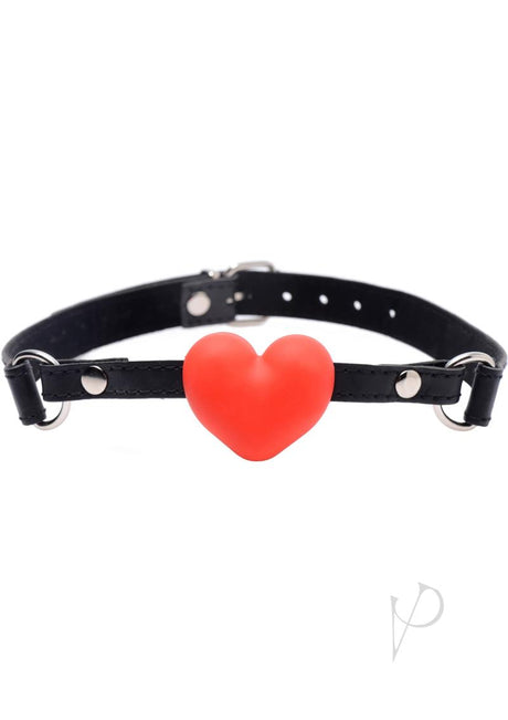 Frisky Heart Beat Silicone Heart Shaped Mouth Gag - Red