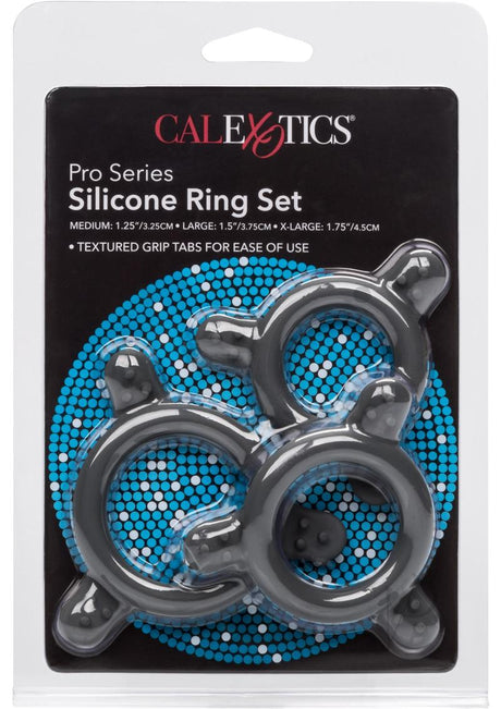 Pro Series Silicone Cock Ring Set (3 Piece Set) - Black