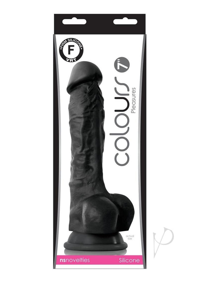 Colours Pleasures Silicone Dildo 7in - Black