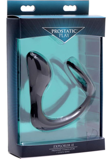 Prostatic Play Explorer II Silicone Prostate Stimulator + Cock Ring - Black