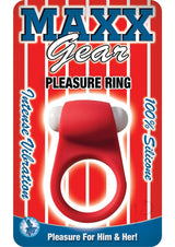 Maxx Gear Pleasure Ring Silicone Vibrating Cock Ring - Red