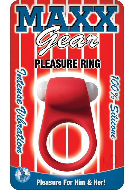 Maxx Gear Pleasure Ring Silicone Vibrating Cock Ring - Red