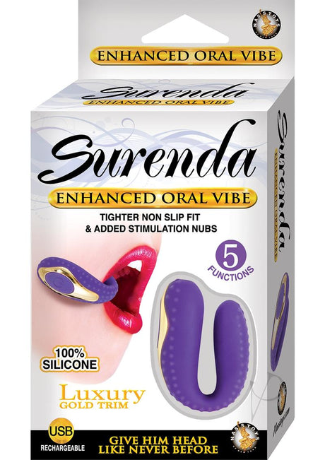 Surenda Enhanced Oral Vibe Rechargeable Silicone Vibrator - Purple/Gold