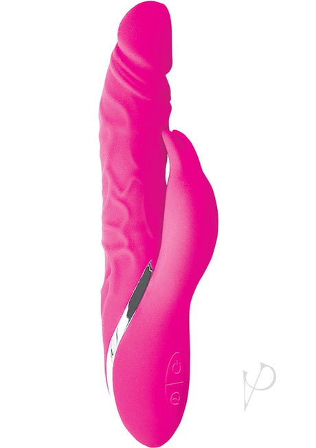 Surenda Rabbit Lover and Dildo Rechargeable Silicone Rabbit Vibrator - Pink