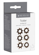 ME YOU US Tickler Ring Set Assorted Textured Cock Rings (6 pack) - Smoke