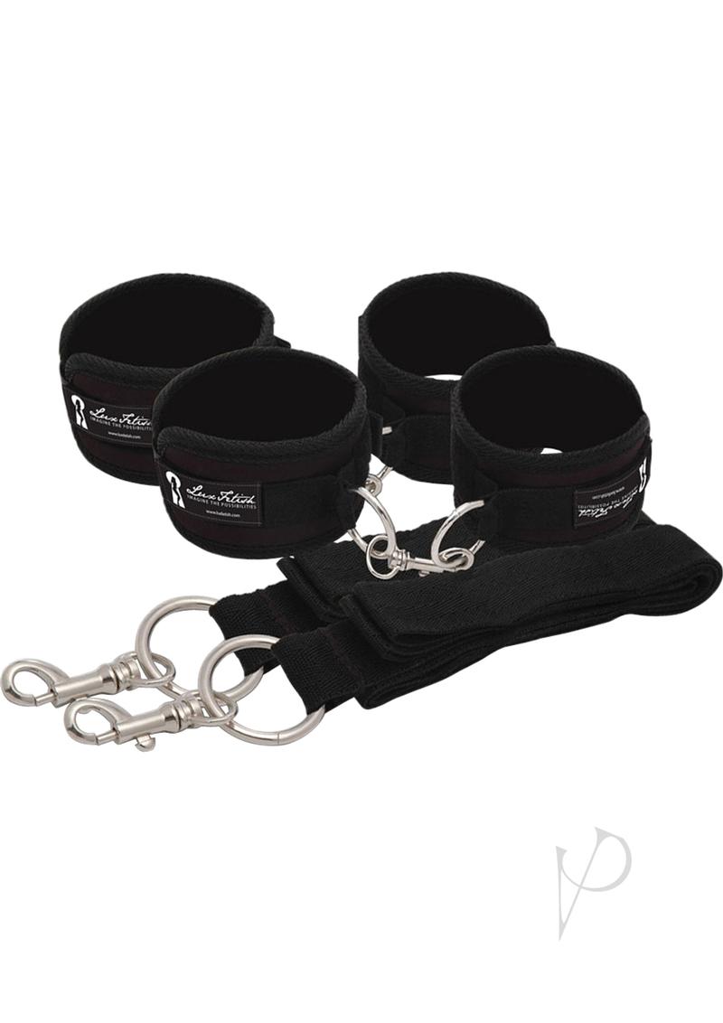 Lux Fetish Bed Spreader Restraint System (7 Piece Set) - Black