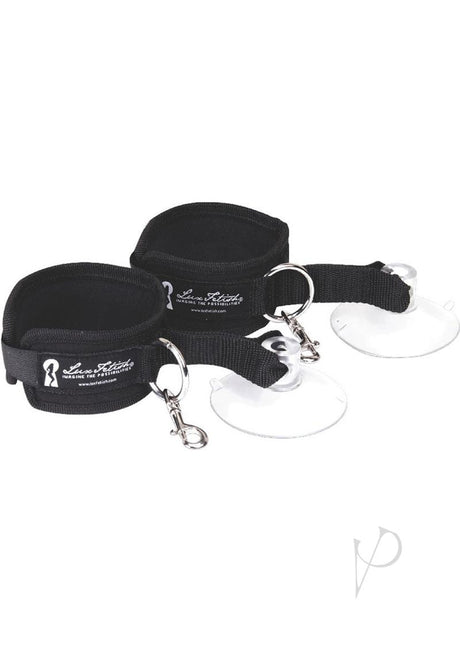 Lux Fetish Sexy Suction Shower Cuffs Adjustable (2 piece set) - Black