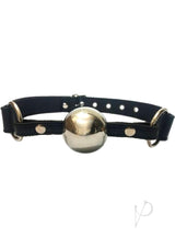 Rouge Adjustable Leather Adjustable Ball Gag with Stainless Steel Ball - Black and Silver