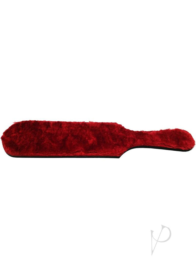 Rouge Leather Paddle with Faux Fur - Black and Red