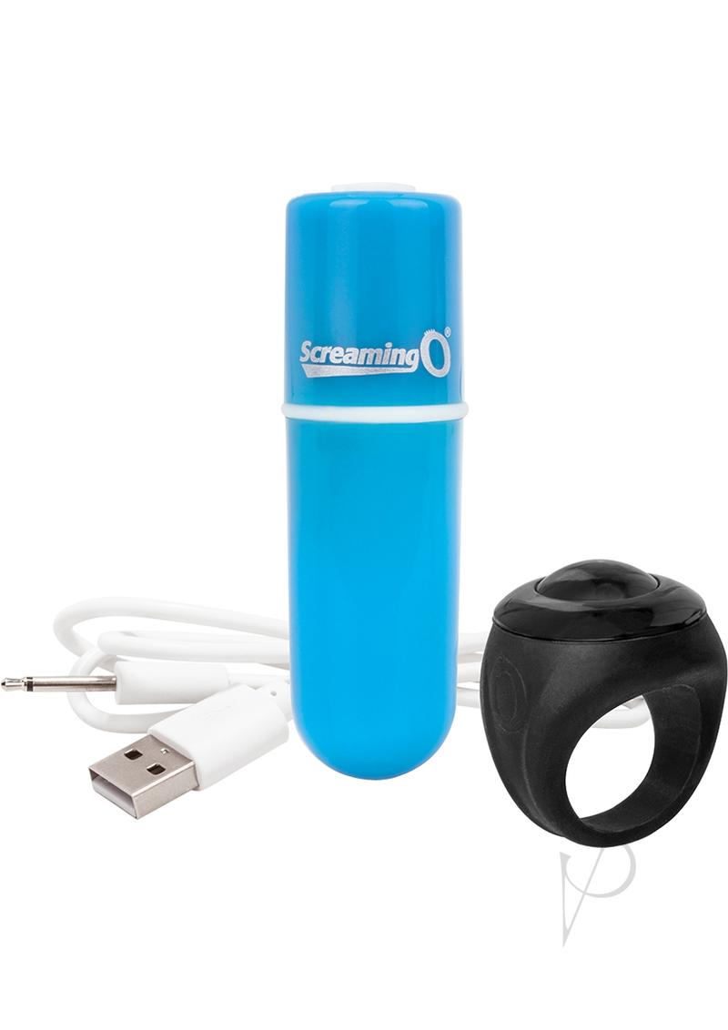 Vooom Remote Controlled Silicone USB Rechargeable Bullet - Blue