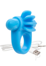 Charged Skooch Rechargeable Vibrating Silicone Cock Ring Waterproof - Blue