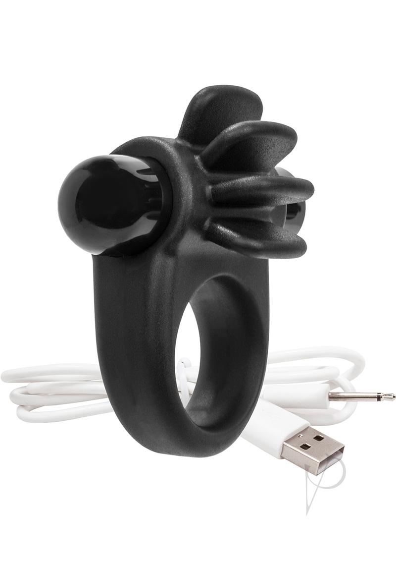 Charged Skooch Rechargeable Vibrating Silicone Cock Ring - Black