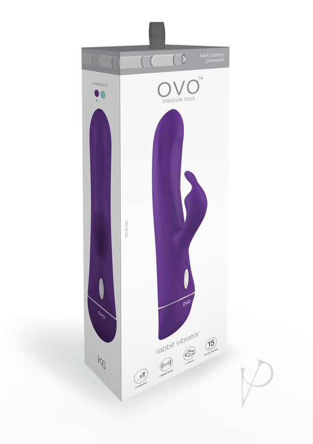 Ovo K6 Flickering Silicone Rabbit Vibrator - Purple