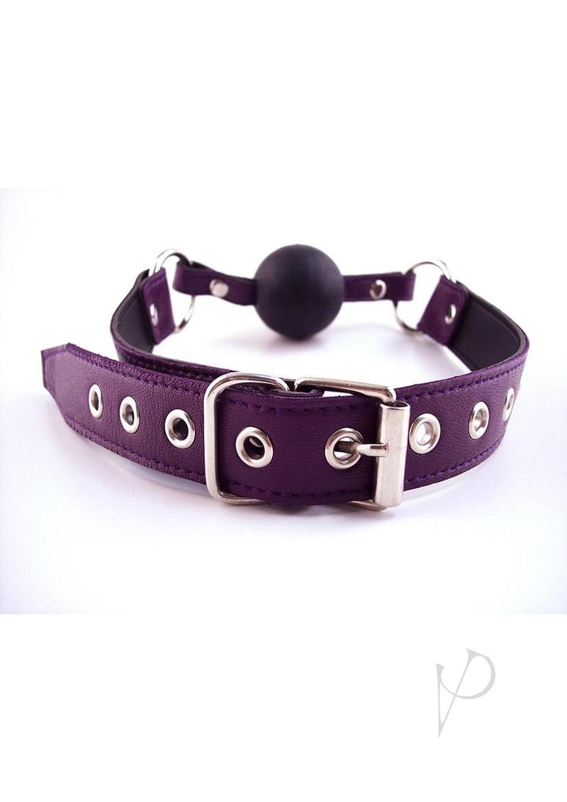 Rouge Leather Adjustable Ball Gag - Purple and Black