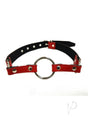 Rouge O Ring Leather Adjustable Mouth Gag - Red