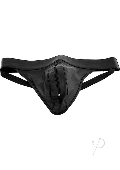 Rouge Leather Zip Jocks - Large - Black