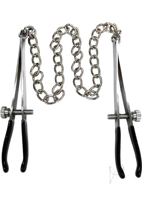 Rouge Adjustable Stainless Steel Tweezer Nipple Chain -Silver