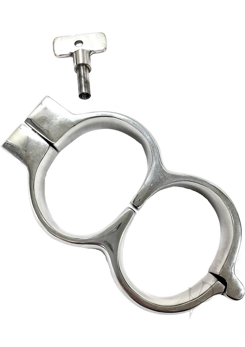 Rouge Lockable Wrist Cuffs Stainless Steel - Silver