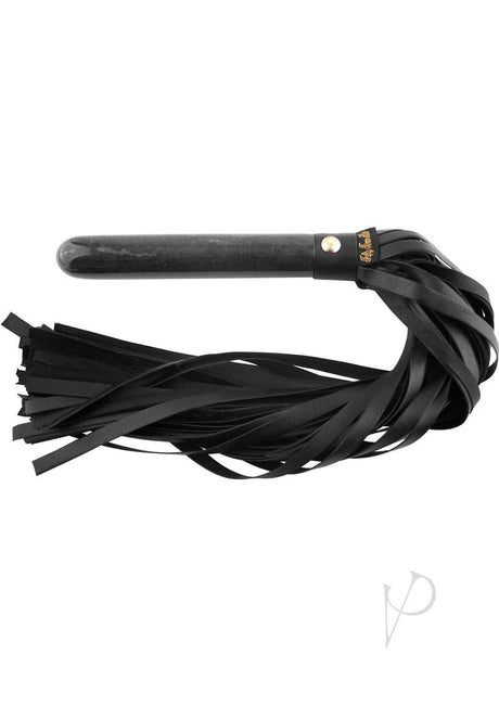 Rouge Fifty Times Hotter Leather Flogger with Marble Handle - Black