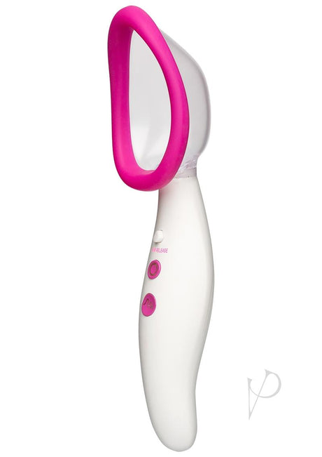 Automatic Vibrating Rechargeable Silicone Pussy Pump - White/Pink