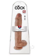 King Cock Dildo with Balls 11in - Caramel