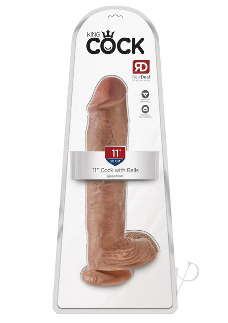 King Cock Dildo with Balls 11in - Caramel