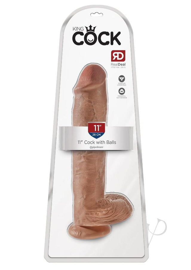 King Cock Dildo with Balls 11in - Caramel