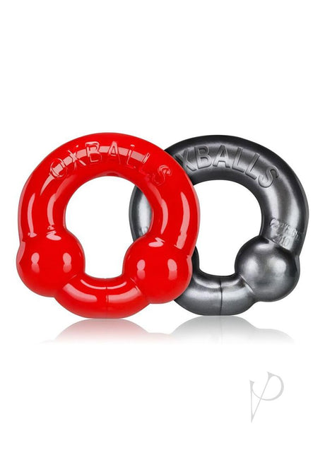 Oxballs Ultraballs Cock Ring Set (2 pack) - Red and Silver