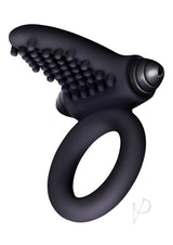 The 9`s - S-Bullet Ring Tongue Silicone Vibrating Cock Ring - Black