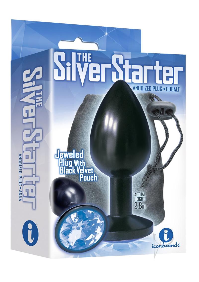 The 9's - The Silver Starter Bejeweled Annodized Stainless Steel Plug - Colbalt