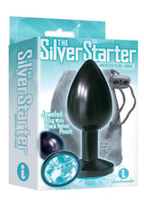 The 9's - The Silver Starter Bejeweled Annodized Stainless Steel Plug - Aqua