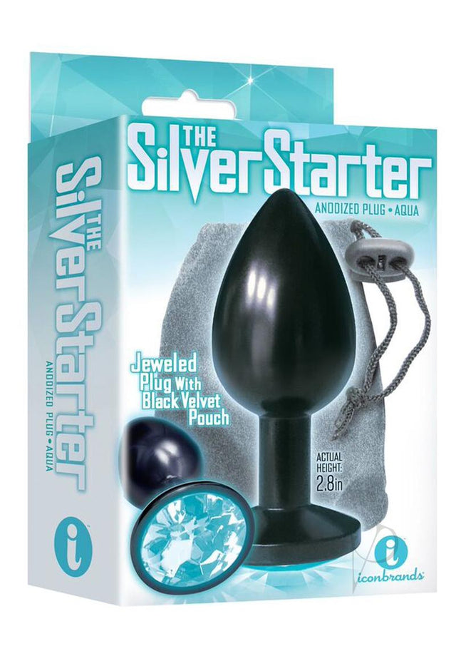 The 9's - The Silver Starter Bejeweled Annodized Stainless Steel Plug - Aqua
