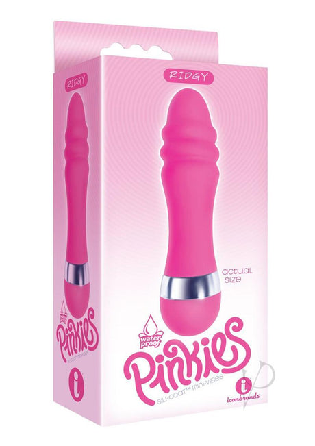 The 9's - Pinkies, Ridgy Silicone Mini Vibrator 4.5in - Pink