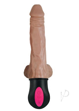 Natural Realskin Hot Cock 2 Rechargeable Warming Dildo with Balls 6.5in - Chocolate