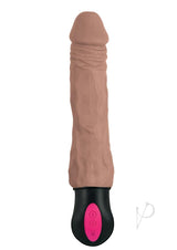 Natural Realskin Hot Cock 3 Rechargeable Warming Dildo 8in - Chocolate