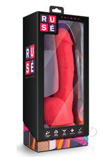 Ruse Shimmy Silicone Dildo with Balls 8.75in - Cerise