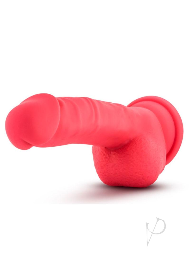 Ruse Shimmy Silicone Dildo with Balls 8.75in - Cerise