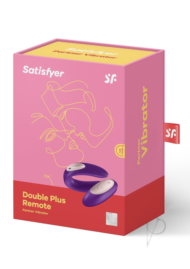 Satisfyer Double Plus Remote USB Rechargeable Silicone Couples Vibrator Waterproof 3.46in - Purple