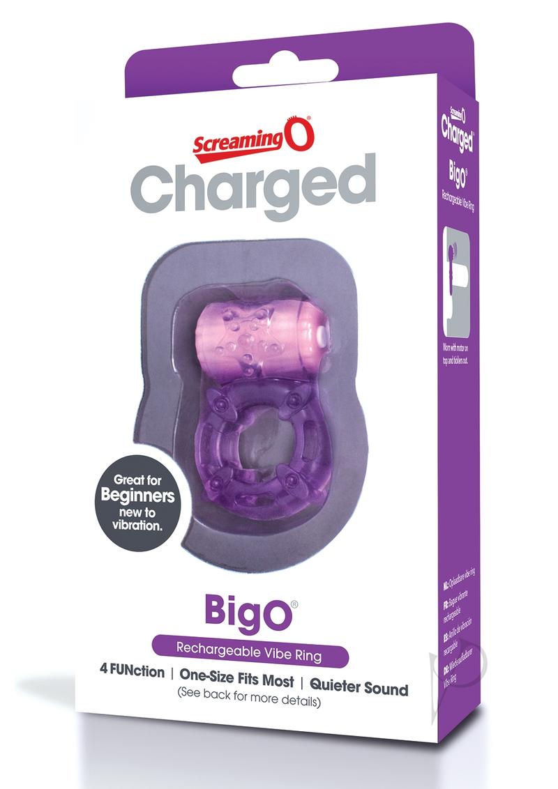 Charged BigO Rechargeable Waterproof Vibrating Cock Ring - Purple