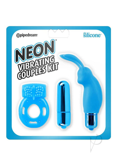 Neon Silicone Vibrating Couples (3 Piece Kit) - Blue